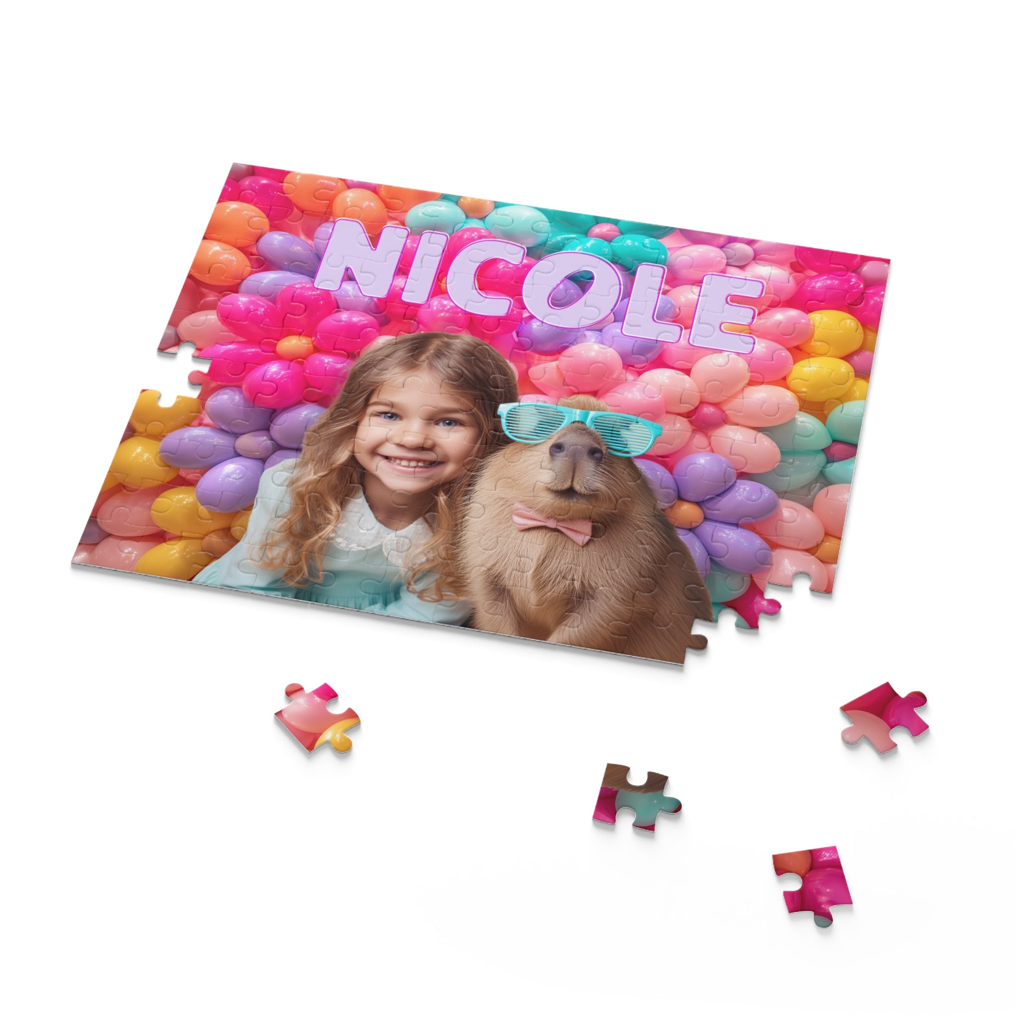 Personalized Capybara Puzzle for Girls | Custom Name & Photo | 120 Pieces