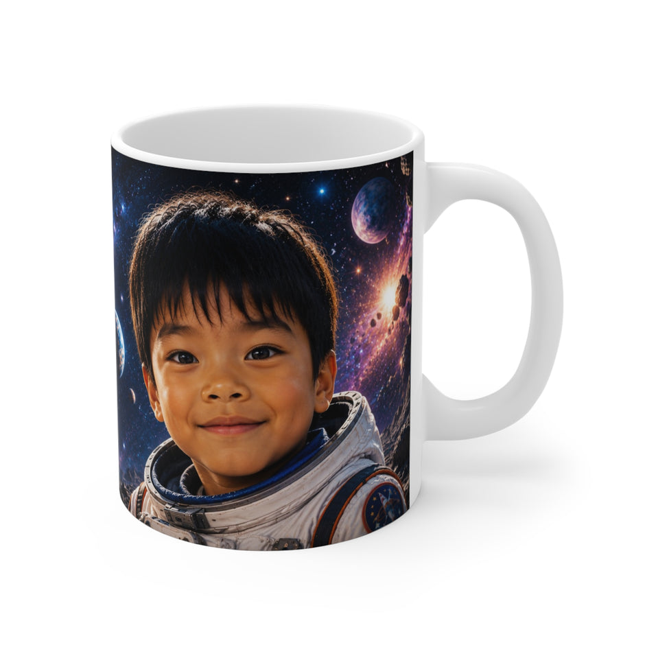 Personalized Space Mug — Custom Name & Photo for Boys & Girls