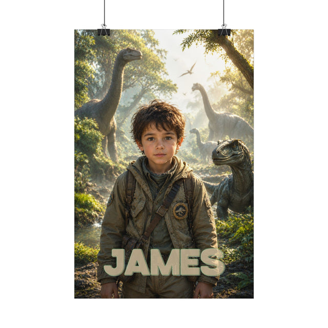 Custom Dinosaur Adventure Poster — Your Little Explorer in a Prehistoric World