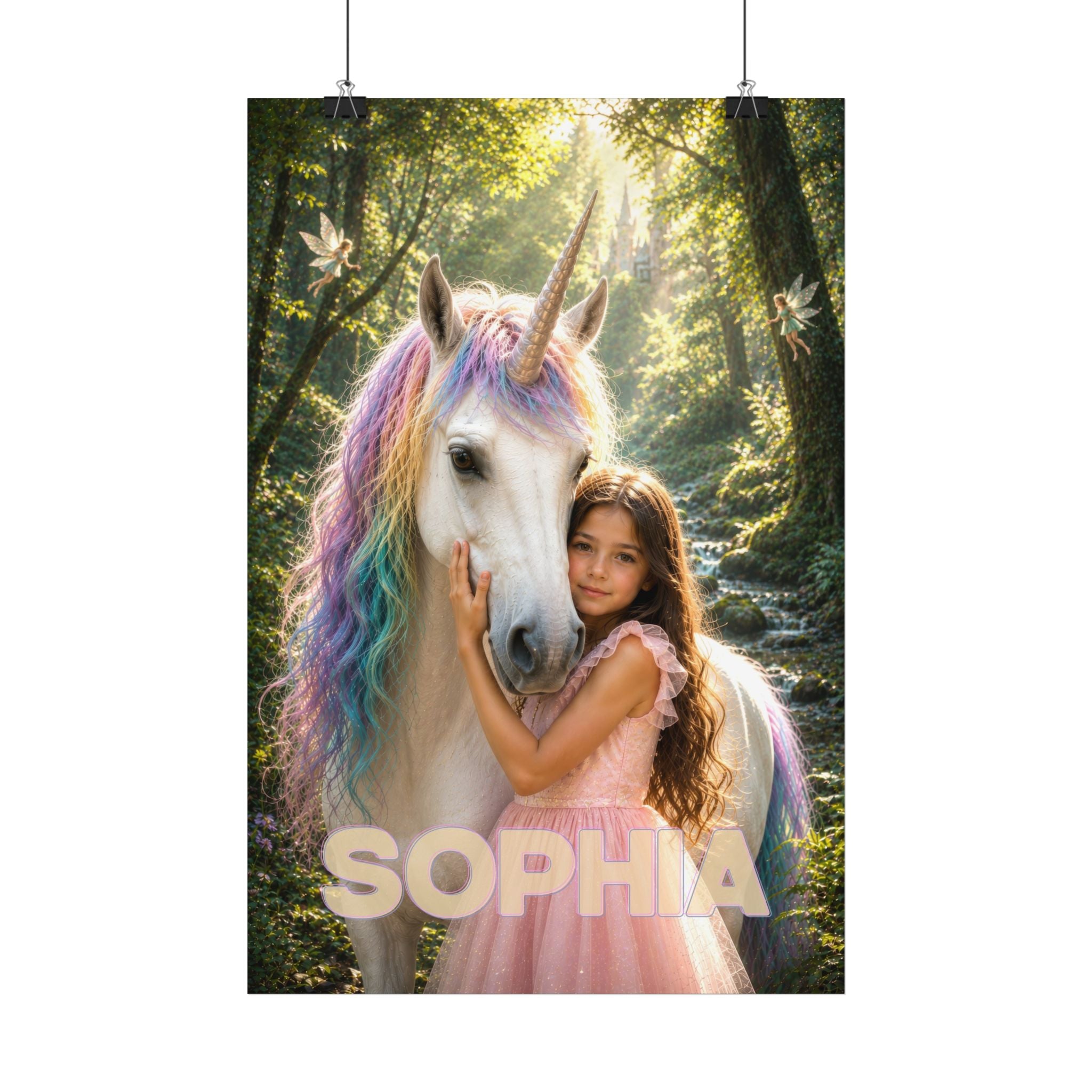 Custom Unicorn Wall Art — Your Little Girl with Her Magical Best Friend