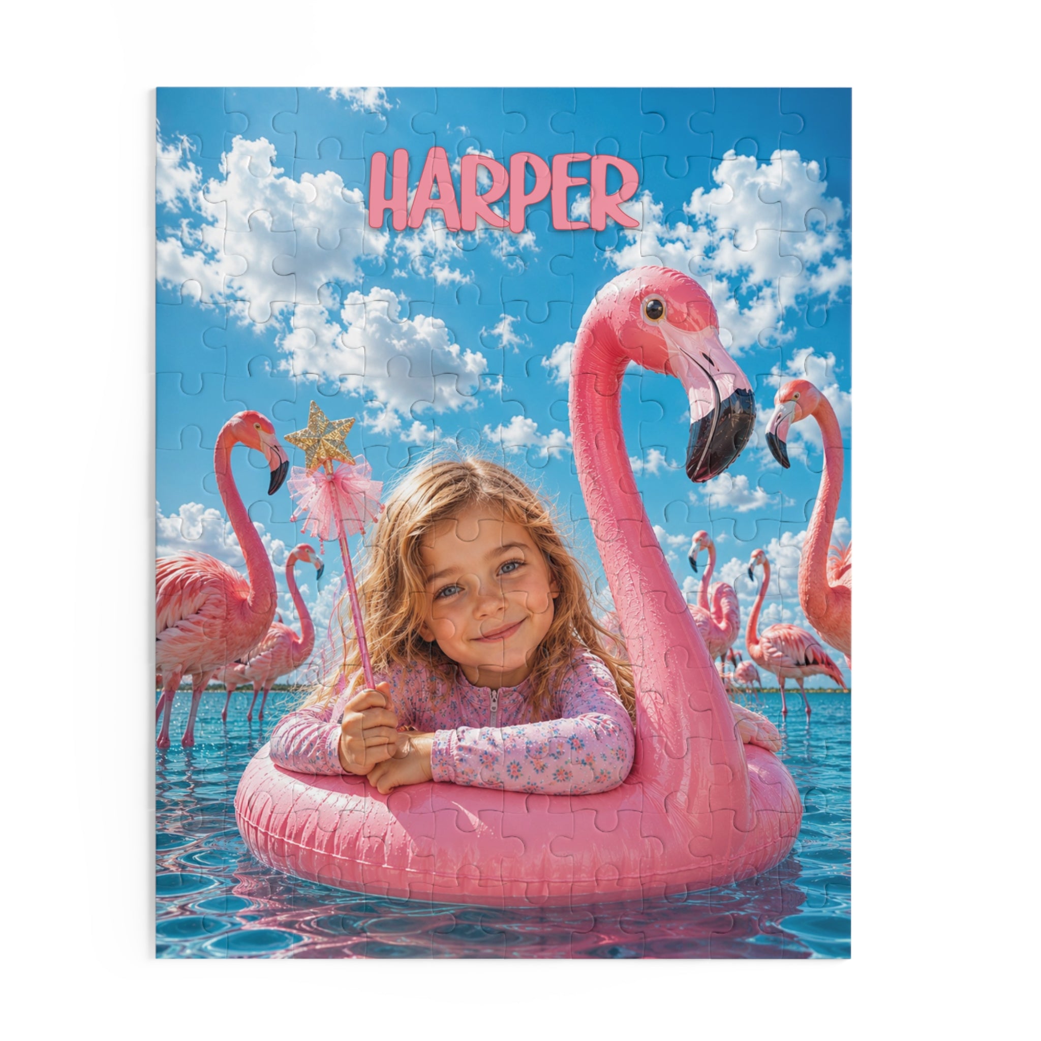 Personalized Flamingo Puzzle for Girls | Custom Name & Photo | 120 Pieces