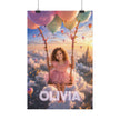 Custom Princess Castle Sunset Poster — Your Little Girl Above the Clouds - Dandelune