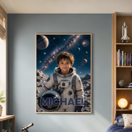 Custom Space Explorer Poster — Your Little Astronaut Among the Stars