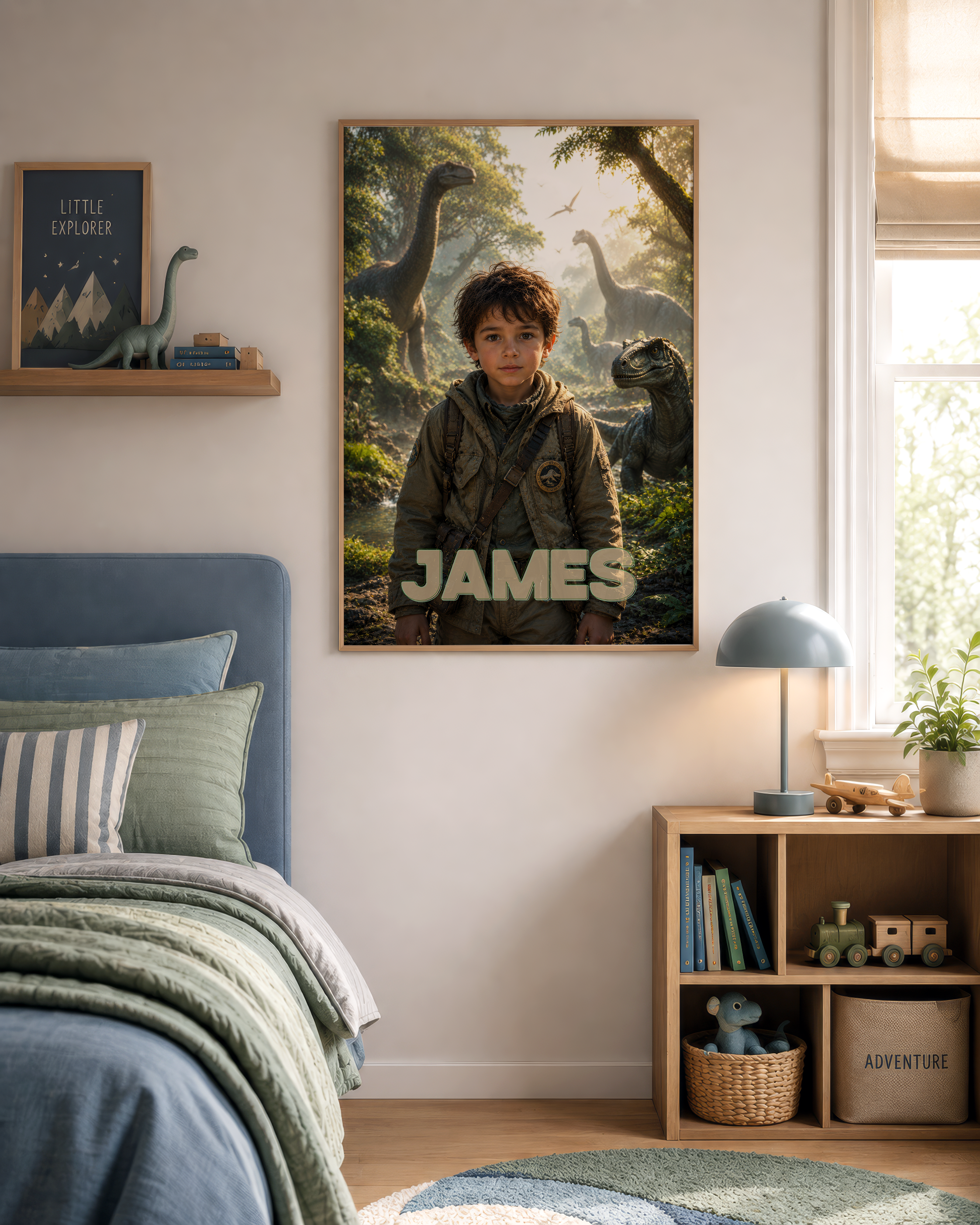 Custom Dinosaur Adventure Poster — Your Little Explorer in a Prehistoric World