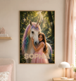 Custom Unicorn Wall Art — Your Little Girl with Her Magical Best Friend