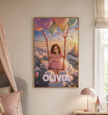 Custom Princess Castle Sunset Poster — Your Little Girl Above the Clouds