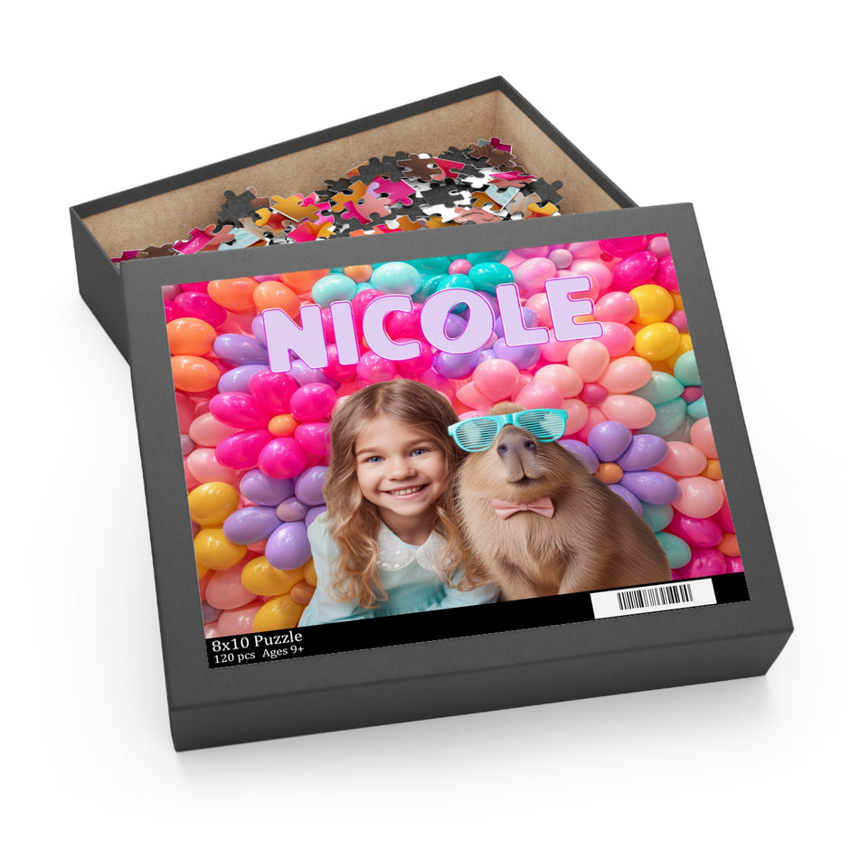 Personalized Capybara Puzzle for Girls | Custom Name & Photo | 120 Pieces