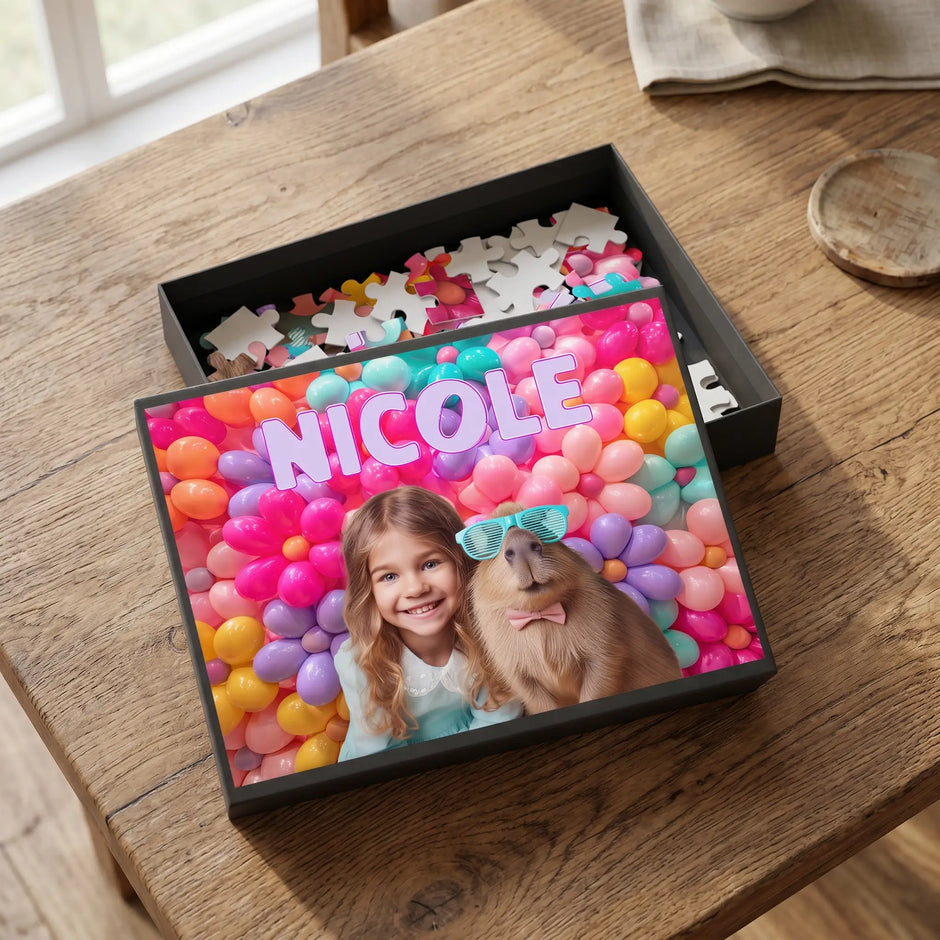 Personalized Capybara Puzzle for Girls | Custom Name & Photo | 120 Pieces - Dandelune