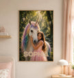Custom Unicorn Wall Art — Your Little Girl with Her Magical Best Friend - Dandelune